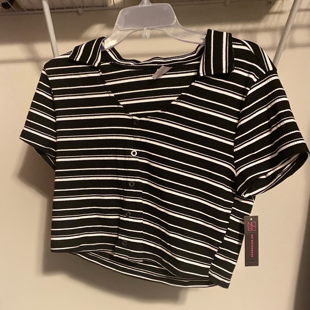 Black and white striped crop top